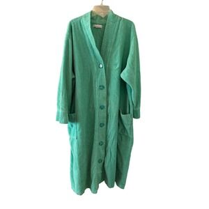 Bath & Robes Button Front Robe Mint Green Terry Cloth Housecoat Plus Size 3X